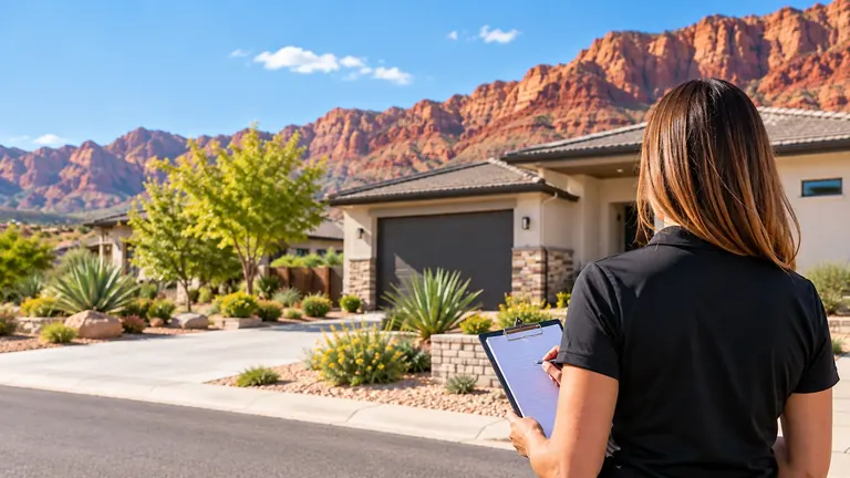 Property manager reviewing a rental home in St. George Utah