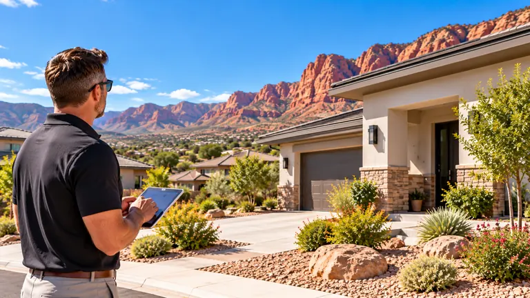 Rental property owner reviewing the potential rental value of a St. George Utah home Rental property owner reviewing the potential rental value of a St. George Utah home