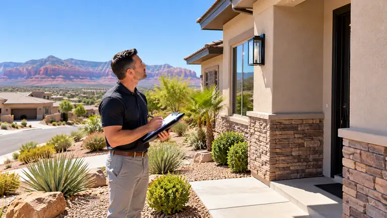 Property manager inspecting a residential rental home in St. George Utah